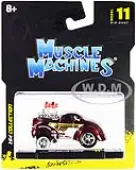 1941 Willys Coupe Gasser ""Competition Cams"" Red Metallic and White 1/64 Diecast Model Car by Muscle Machines