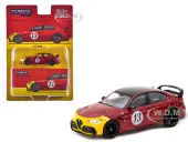 Alfa Romeo Giulia GTAm 13 Red Metallic and Yellow with Black Top ""Global64"" Series 1/64 Diecast Model by Tarmac Works