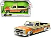 1985 Chevrolet C-10 Pickup Truck Beige with Stripes and Lowenhart Wheels ""Just Trucks"" Series 1/24 Diecast Model Car by Jada