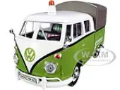 Volkswagen T1 Pickup with Canopy Green and White with Trailer ""Road Service"" 1/24 Diecast Model Car by Motormax
