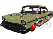 1957 Chevrolet Bel Air 3 Camouflage with Shark Mouth Graphics ""Bigtime Muscle"" Series 1/24 Diecast Model Car by Jada
