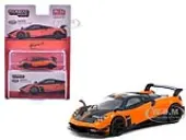 Pagani Huayra BC Arancio Saint Tropez Orange and Black ""Global64"" Series 1/64 Diecast Model by Tarmac Works