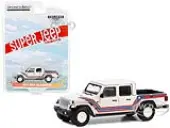 2021 Jeep Gladiator Pickup Truck ""Super Jeep Tribute"" White with Red and Blue Stripes ""Hobby Exclusive"" Series 1/64 Diecast Model Car by Greenlight