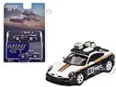 Porsche 911 Dakar Rallye Design Package 185 ""Roughroads Porsche"" White and Gentian Blue Metallic with Roofrack and Luggage Limited Edition 1/64 Dieca