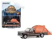 1986 GMC Sierra Classic 1500 Pickup Truck Dark Brown Metallic with Modern Truck Bed Tent ""The Great Outdoors"" Series 3 1/64 Diecast Model Car by Gree