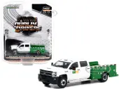 2018 Chevrolet Silverado 3500HD Dually Service Truck White and Green ""Waste Management"" ""Dually Drivers"" Series 10 1/64 Diecast Model Car by Greenlig