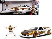2002 Honda NSX Type-R Japan Spec RHD (Right Hand Drive) and White Ranger Diecast Figurine ""Power Rangers"" 1/24 Diecast Model Car by Jada