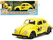 1959 Volkswagen Beetle Yellow with Black Graphics and Boxing Gloves Accessory ""Punch Buggy"" Series 1/32 Diecast Model Car by Jada