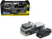 1966 Ford C600 Flatbed Truck Gray Metallic and 1993 Ford Mustang SVT Cobra Black ""Toyo Tires"" ""Muscle Transports"" Series 1/64 Diecast Models by Muscl