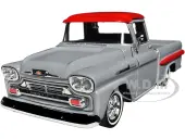 1958 Chevrolet Apache Fleetside Pickup Truck Lowrider Gray with Red Top ""Get Low"" Series 1/24 Diecast Model Car by Motormax