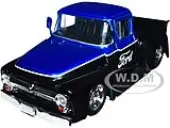 1956 Ford F-100 Pickup Truck Black and Blue Metallic with Ford Graphics ""Just Trucks"" Series 1/24 Diecast Model Car by Jada