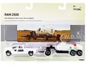 RAM 2500 Pickup Truck ""Farm Service"" White with Anhydrous Ammonia Tanks and Chassis Set of 2 pieces 1/64 Diecast Models by ERTL TOMY