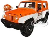 2007 Jeep Wrangler Orange Metallic and White and Orange M&amp;M Diecast Figure ""M&amp;Ms"" ""Hollywood Rides"" Series 1/24 Diecast Model Car by Jada