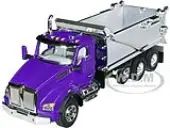 Kenworth T880 Day Cab with Rogue Transfer Dump Body Truck Purple and Chrome 1/64 Diecast Model by DCP/First Gear