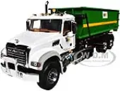 Mack Granite Garbage Truck ""Waste Management"" White and Green with Tub-Style Roll-Off Container 1/34 Diecast Model by First Gear