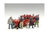 ""Firefighters"" 6 piece Figure Set (4 Males 1 Dog 1 Accessory) for 1/18 Scale Models by American Diorama