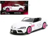 2020 Toyota Supra White Metallic with Pink Wheels ""Pink Slips"" Series 1/32 Diecast Model Car by Jada