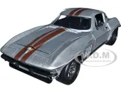 1966 Chevrolet Corvette Silver Metallic with Bronze Stripes ""Bigtime Muscle"" Series 1/24 Diecast Model Car by Jada
