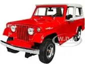 1967 Jeep Jeepster Commando Station Wagon Red with White Top ""NEX Models"" Series 1/24 Diecast Model Car by Welly
