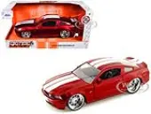 2010 Ford Mustang GT Red Metallic with White Stripes ""Bigtime Muscle"" Series 1/24 Diecast Model Car by Jada