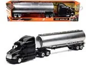 Peterbilt 387 Truck Black with Tanker Trailer Silver ""Long Haul Truckers"" Series 1/43 Diecast Model by New Ray