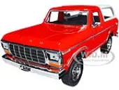 1978 Ford Bronco Custom Red and White ""Timeless Legends"" Series 1/24 Diecast Model Car by Motormax