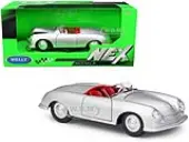 Porsche 356/1 Roadster Silver with Red Interior ""NEX Models"" 1/24 Diecast Model Car by Welly