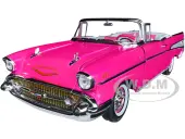 1957 Chevrolet Bel Air Convertible Pink ""Barbie"" ""Silver Screen Machines"" 1/18 Diecast Model Car by Auto World