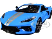 2020 Chevrolet Corvette C8 Stingray Blue with Silver Racing Stripes ""Timeless Legends"" 1/24 Diecast Model Car by Motormax