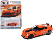 2019 Chevrolet Corvette Z06 Sebring Orange with Black Hood ""Sports Cars"" Series 1/64 Diecast Model Car by Auto World
