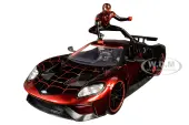 2017 Ford GT with Miles Morales Diecast Figurine ""Spider Man"" ""Marvel"" Series 1/24 Diecast Model Car by Jada