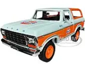 1978 Ford Bronco Light Blue and Orange ""Gulf Oil"" ""Gulf Die-Cast Collection"" 1/24 Diecast Model Car by Motormax