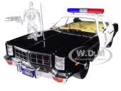 1977 Dodge Monaco Metropolitan Police with T-800 Endoskeleton Figurine ""The Terminator"" (1984) Movie 1/18 Diecast Model Car by Greenlight