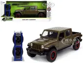 2020 Jeep Gladiator Rubicon Pickup Truck Dark Green Metallic with Extra Wheels ""Just Trucks"" Series 1/24 Diecast Model Car by Jada