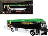 New Flyer Xcelsior XHE40 Transit Bus ""AC Transit - Zero Emission"" White and Green with Graphics ""The Bus &amp; Motorcoach Collection"" Limited Edition
