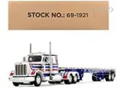 Peterbilt 359 with 36"" Flat Top Sleeper and 48 Utility Flatbed Trailer White with Blue and Red Stripes ""Bicentennial Patriot"" 1/64 Diecast Model by D