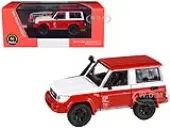 2014 Toyota Land Cruiser 71 SWB (Short Wheel Base) Red and White ""2023 Auto Salon"" 1/64 Diecast Model Car by Paragon Models