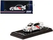 Mitsubishi Lancer GSR Evolution IV RHD (Right Hand Drive) 7 Scortia White ""Groupe A Rally Graphics"" 1/64 Diecast Model Car by Hobby Japan
