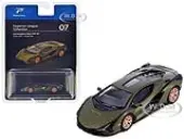 Lamborghini Sian FKP 37 Verde Gea Green Metallic ""Hypercar League Collection"" 1/64 Diecast Model Car by PosterCars
