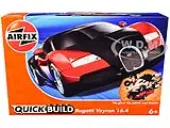 Skill 1 Model Kit Bugatti Veyron Red / Black Snap Together Painted Plastic Model Car Kit by Airfix Quickbuild