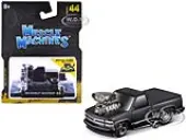 1993 Chevrolet 454 SS Pickup Truck Matt Black ""Blackout Edition"" 1/64 Diecast Model Car by Muscle Machines