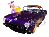 1957 Chevrolet Corvette Purple with Batgirl Diecast Figurine ""DC Comics Bombshells"" Series 1/24 Diecast Model Car by Jada