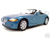 BMW Z4 Convertible Blue 1/18 Diecast Model Car by Motormax