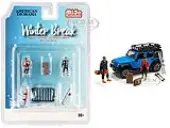 ""Winter Break"" Diecast Set of 6 pieces (2 Figurines and 4 Accessories) for 1/64 Scale Models by American Diorama