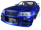 Brians Nissan GTR Skyline R34 RHD (Right Hand Drive) Blue ""Fast &amp; Furious"" Movie 1/24 Diecast Model Car by Jada