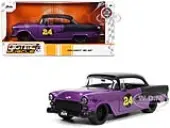 1955 Chevrolet Bel Air 24 Purple Metallic and Matt Black ""Bigtime Muscle"" Series 1/24 Diecast Model Car by Jada