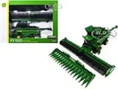John Deere X9 1000 Tracked Combine with 16-Row Corn Head and Draper Grain Head Green ""Prestige Collection"" Series 1/32 Diecast Model by ERTL TOMY