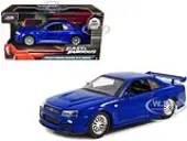 Brians Nissan Skyline GT-R R34 Blue ""Fast &amp; Furious"" Movie 1/32 Diecast Car Model by Jada