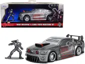 2006 Ford Mustang GT Gray Metallic and War Machine Diecast Figurine ""Avengers"" ""Marvel"" Series ""Hollywood Rides"" Series 1/32 Diecast Model Car by Jad