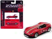 Ferrari Monza SP1 Red with Italian Flag Stripes ""Speed Icons"" Series 1/64 Diecast Model Car by Maisto